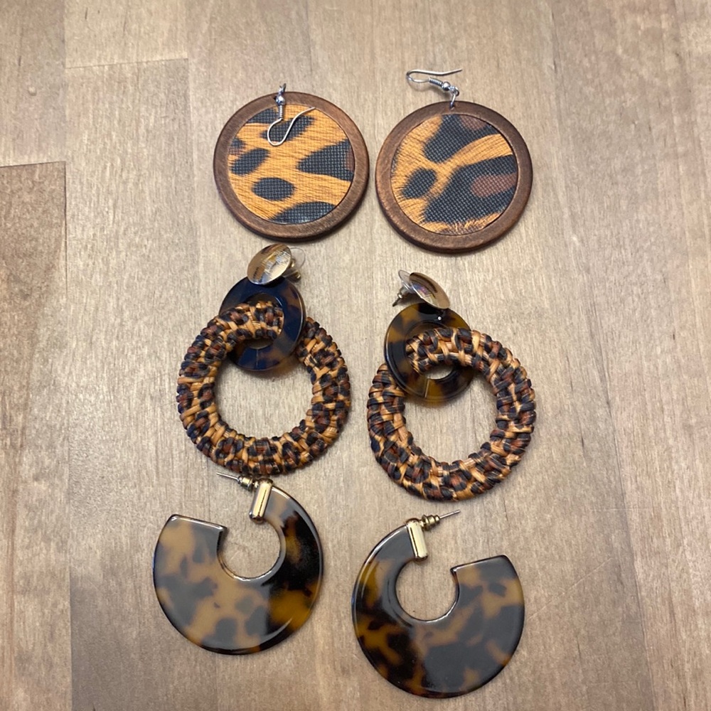 3 pairs of boho style dangle earrings